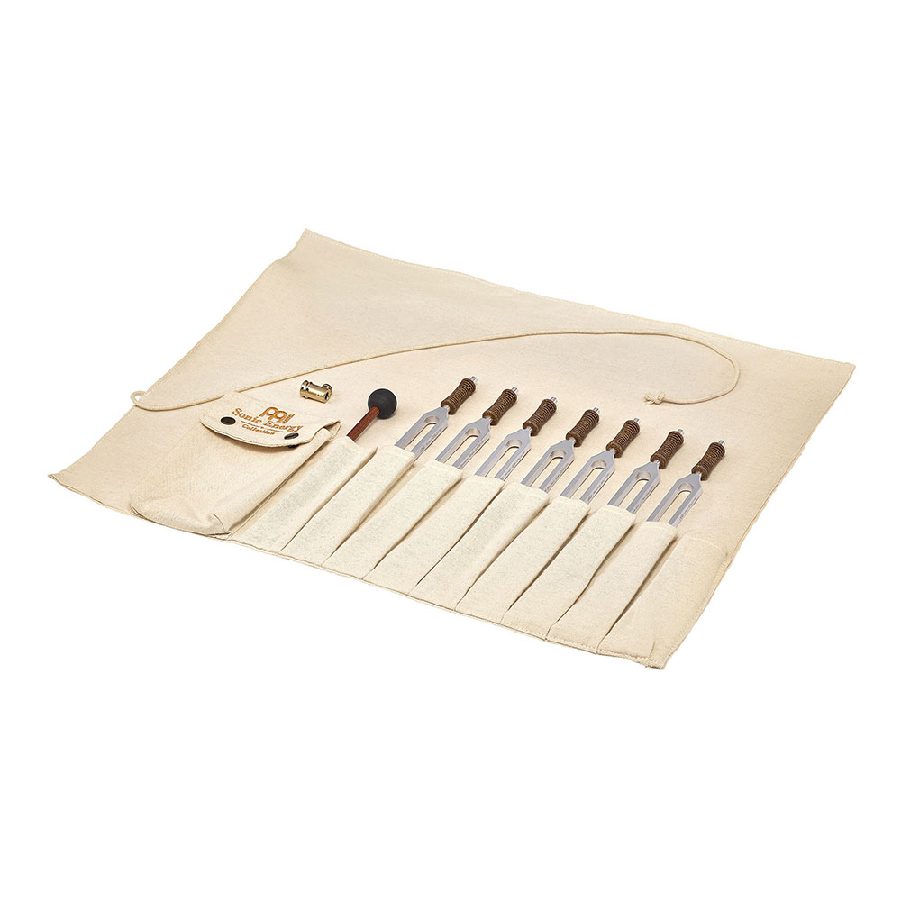 MEINL Sonic Energy <br>Therapy Tuning Fork Chakra Set, incl. Rollup Bag & Tuning Fork Vibration Foot [TTF-SET-CHA-R]