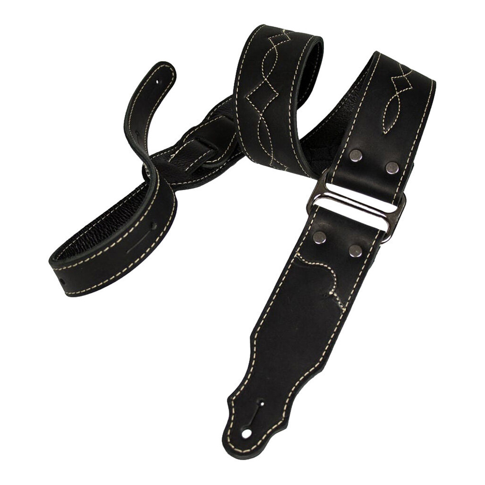 Franklin <br>GSA-BK-NBS [Leather & Chrome Guitar Strap - Black]
