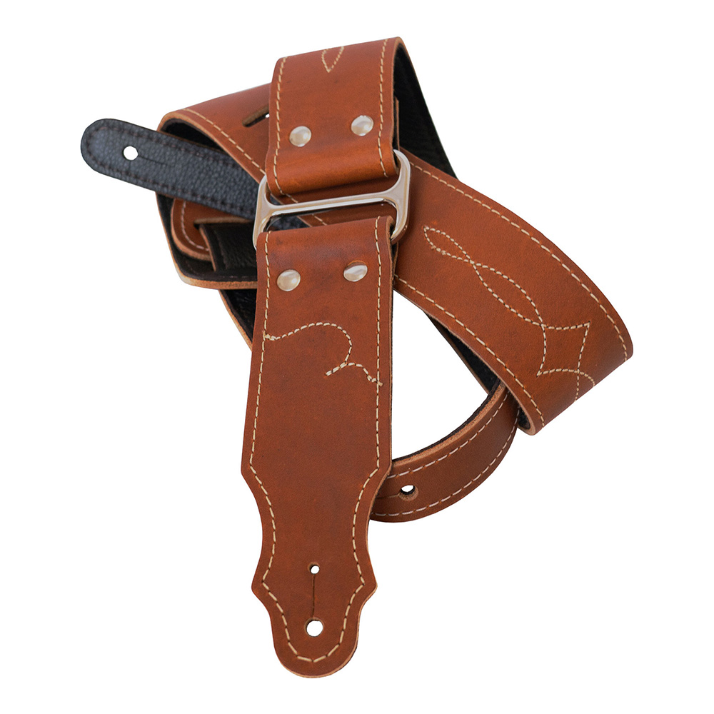 Franklin <br>GSA-CA-NBS [Leather & Chrome Guitar Strap - Caramel]