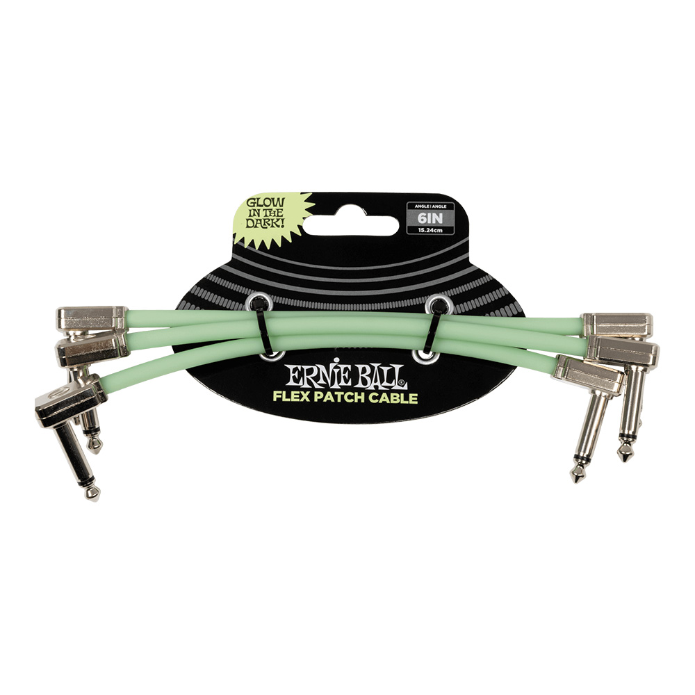 ERNIE BALL <br>#6475 Flex Patch Cable 6in (0.15m) - Glow in Dark - 3 Pack