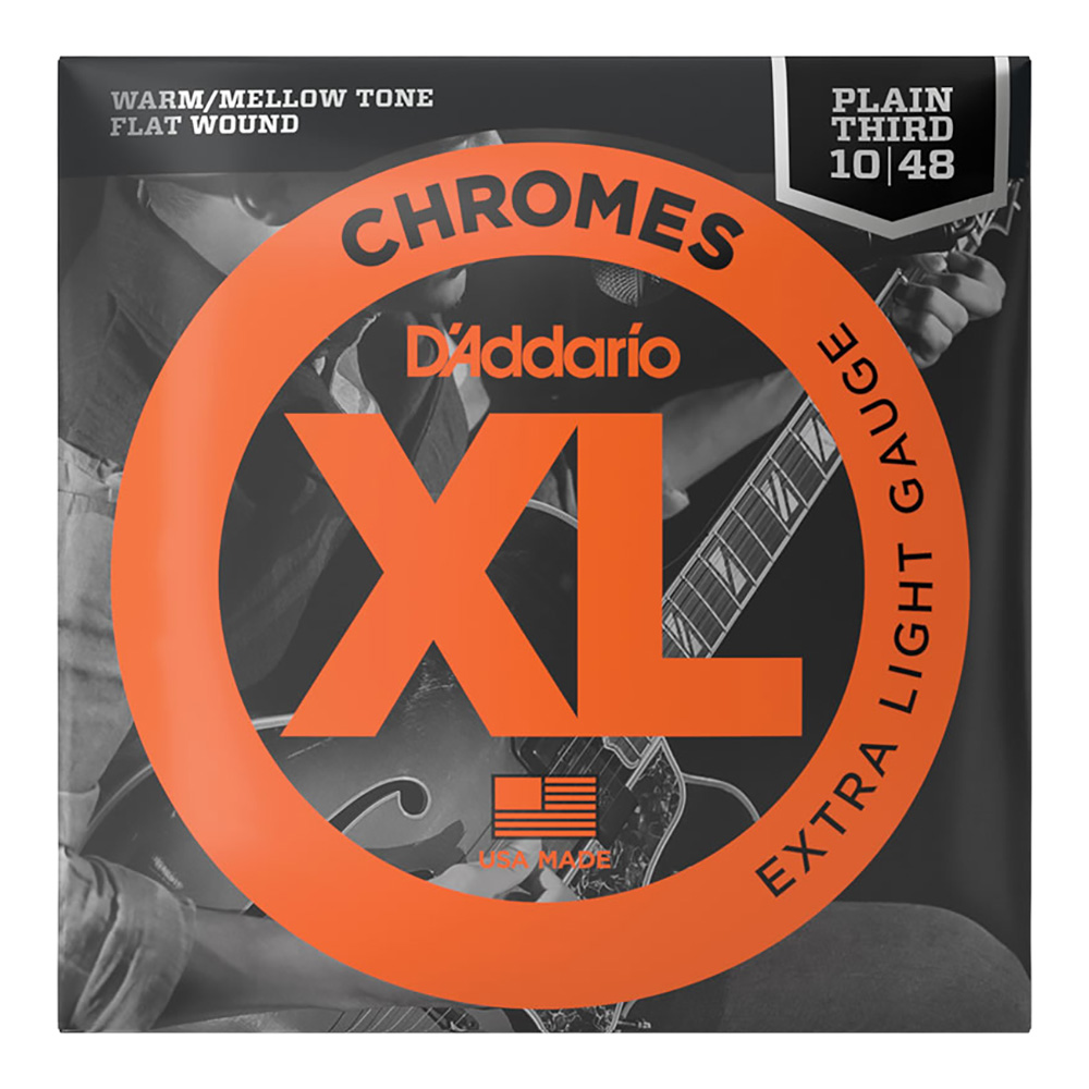 D'Addario <br>ECG23PL [XL Chromes Flatwound, Extra Light Plain Third 10-48]