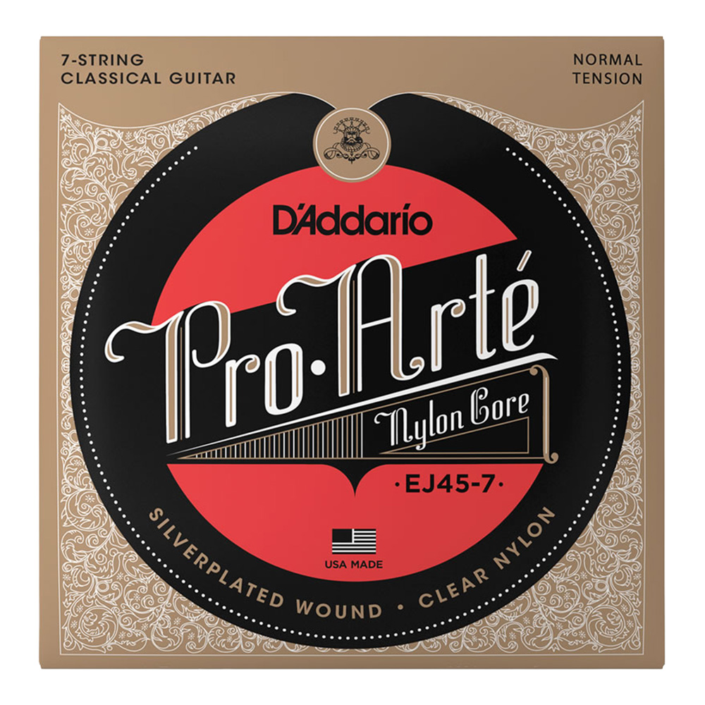 D'Addario <br>EJ45-7 [Pro-Arte Nylon Core Silver, Clear, Normal Tension 7-String]